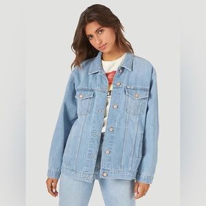 Light Wash Oversized Denim Jacket, perfect for fall weather!
